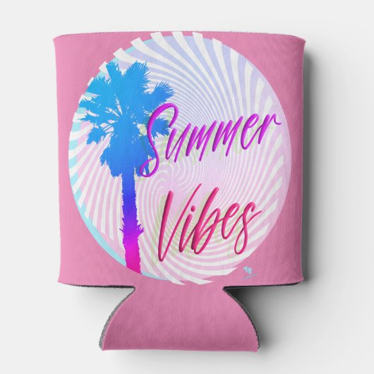 Rafraîchisseur Pour Canette Vibes été Neon Palm Tree Beach Lifestyle (Dos)