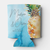 Rafraîchisseur Pour Canette Vibrant Mariage d'aquarelle à ananas tropicale (Dos)
