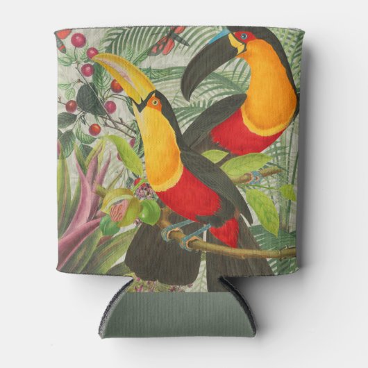 Rafraîchisseur Pour Canette Vibrant Tropical Toucan Birds Art Exotic Jungle (Devant)