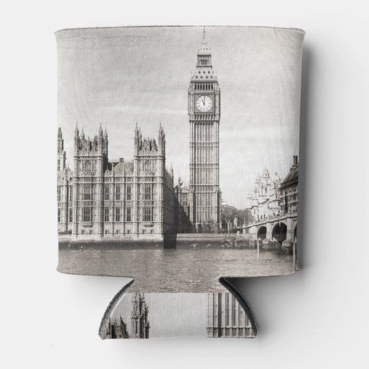 Rafraîchisseur Pour Canette Vieux Londres, noir et blanc. (Devant)