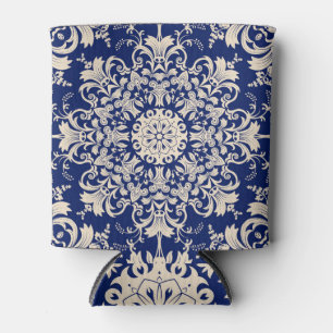 Rafraîchisseur Pour Canette Vintage Bleu : Elégant Motif sans couture.