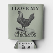 Rafraîchisseur Pour Canette Vintage J'aime mes poulets (Devant)