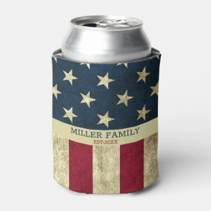 Rafraîchisseur Pour Canette Vintage USA American Flag Nom de famille Patriotic