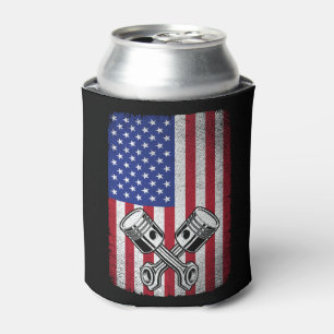 Rafraîchisseur Pour Canette Vintage Voiture Mécanique Piston Drapeau Américain