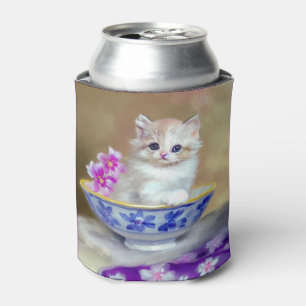 Rafraîchisseur Pour Canette Vintage White Kitten Illustration