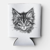 Rafraîchisseur Pour Canette Visage de chaton noir et blanc (Devant)