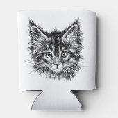 Rafraîchisseur Pour Canette Visage de chaton noir et blanc (Dos)