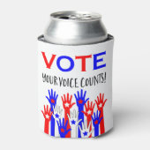 Rafraîchisseur Pour Canette Votez ! Ta voix compte ! Des mains patriotiques (Can devant)