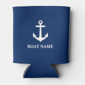 Rafraîchisseur Pour Canette Votre nom de bateau Ancre Bleu (Devant)