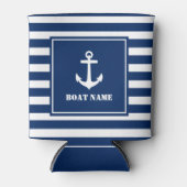 Rafraîchisseur Pour Canette Votre nom de bateau Ancre Bleu rayé (Devant)