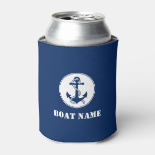 Rafraîchisseur Pour Canette Votre nom de bateau Ancre et corde Navy Blue