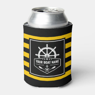 Rafraîchisseur Pour Canette Votre nom de bateau Ancre nautique Oars Helm Jaune