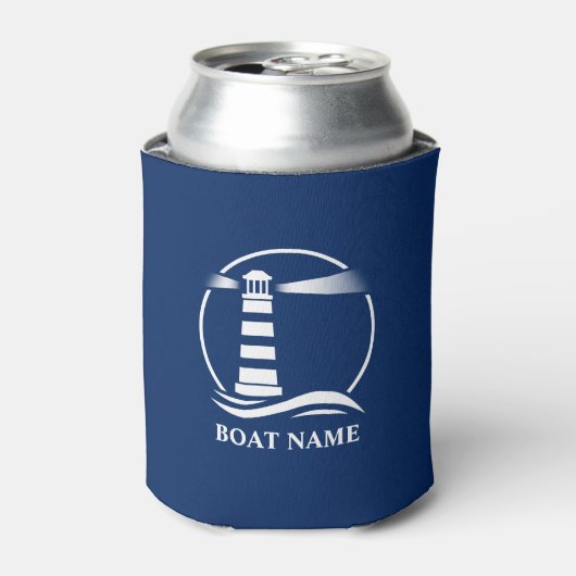 Rafraîchisseur Pour Canette Votre nom de bateau ou votre texte Phare classique (Can devant)