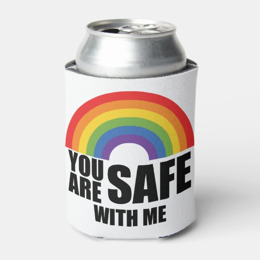 Rafraîchisseur Pour Canette Vous Êtes En Sécurité Avec Moi LGBTQ Rainbow Pride (Can devant)