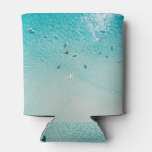 Rafraîchisseur Pour Canette Vue aérienne des surfeurs, océan clair. (Dos)