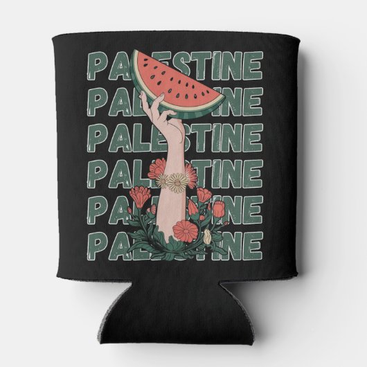 Rafraîchisseur Pour Canette watermelon, flowers, and palestine text Repeat (Dos)