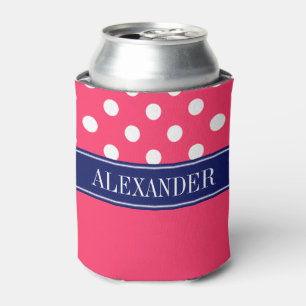 Rafraîchisseur Pour Canette Watermelon rose LG Polka Dot CB Nom de la marine M