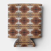 Rafraîchisseur Pour Canette Weathered Wood Planks Diamond Pattern Mixed Media (Devant)