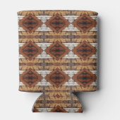 Rafraîchisseur Pour Canette Weathered Wood Planks Diamond Pattern Mixed Media (Dos)