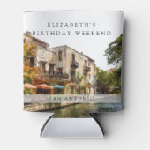 Rafraîchisseur Pour Canette Week-end d'anniversaire aquarelle à San Antonio (Devant)