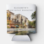 Rafraîchisseur Pour Canette Week-end d'anniversaire aquarelle à San Antonio (Dos)