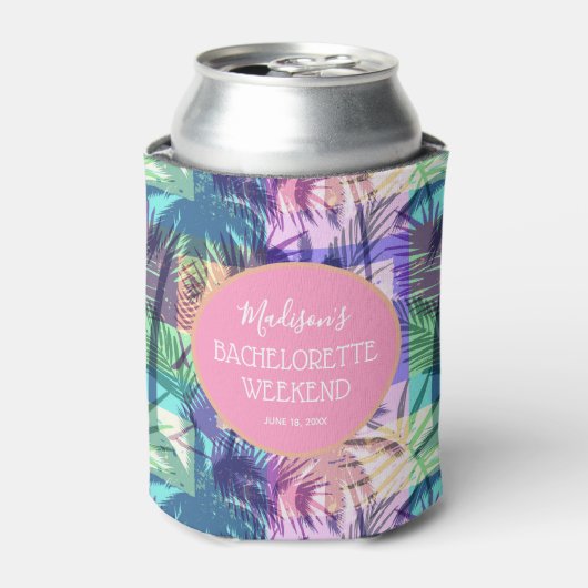 Rafraîchisseur Pour Canette Week-end de Fête de Fiançailles Palmiers Tropicaux (Can devant)
