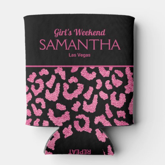 Rafraîchisseur Pour Canette Week-end de filles chic imprimé léopard rose (Dos)