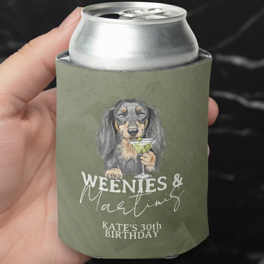 Rafraîchisseur Pour Canette Weenies tirés à la main et Martinis Dachshund