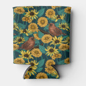 Rafraîchisseur Pour Canette Wens et fleurs sur bleu foncé (Devant)