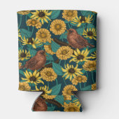 Rafraîchisseur Pour Canette Wens et fleurs sur bleu foncé (Dos)