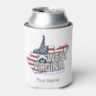 Rafraîchisseur Pour Canette West Virginia États-Unis Carte Retro Vintage USA