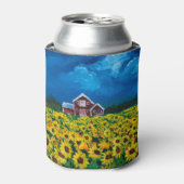 Rafraîchisseur Pour Canette western country red barn summer sunflower field (Can devant)