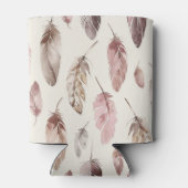 Rafraîchisseur Pour Canette Western Pink Brown Cowgirl Native Feathers (Dos)