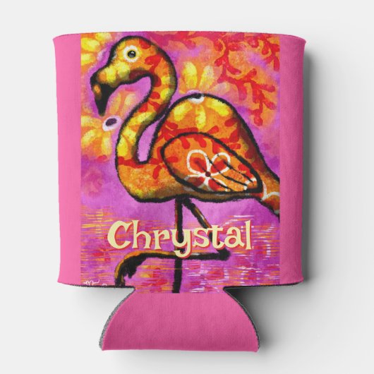 Rafraîchisseur Pour Canette Whimsical Abstrait Flamant rose Bird Personnalisé (Dos)