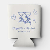 Rafraîchisseur Pour Canette Whimsical Blue Hand Drawn Romantic Wedding (Dos)