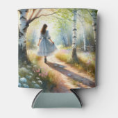 Rafraîchisseur Pour Canette Whimsical Girl Dancing Through Birch Forest (Devant)