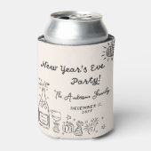 Rafraîchisseur Pour Canette Whimsical Hand Drawn New Year's Eve Party (Can devant)