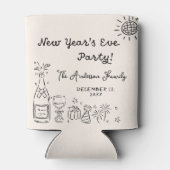 Rafraîchisseur Pour Canette Whimsical Hand Drawn New Year's Eve Party (Dos)