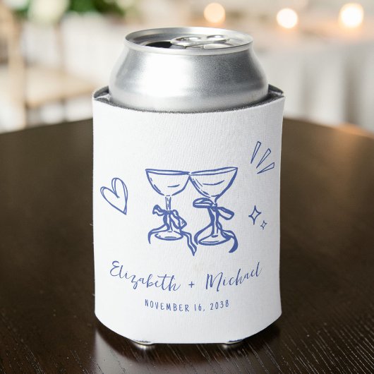 Rafraîchisseur Pour Canette Whimsical Hand Drawn Romantic Blue Wedding
