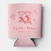 Rafraîchisseur Pour Canette Whimsical Hand Drawn Romantic Pink Red Wedding (Devant)
