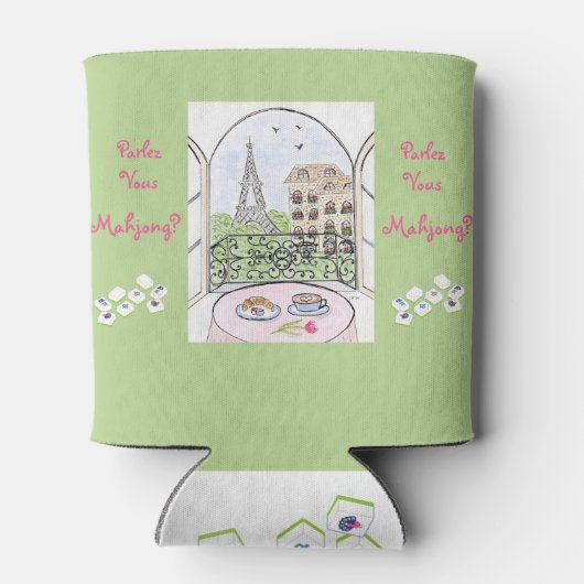 Rafraîchisseur Pour Canette Whimsical Paris and Eiffel Tower Parley MAHJONG (Dos)