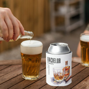 Rafraîchisseur Pour Canette Whiskey et Cigar Modern Bachelor Party