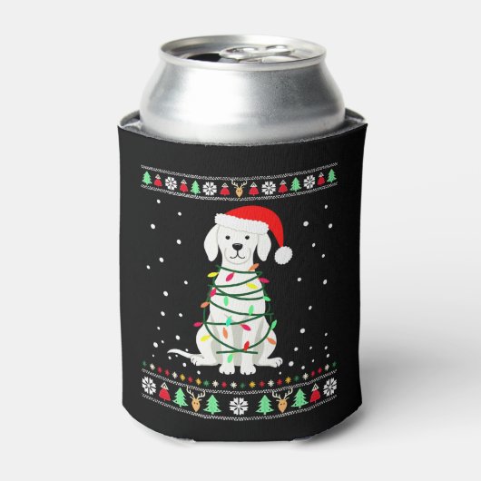 Rafraîchisseur Pour Canette White Boxer Dog Ugly Christmas Sweater Funny Xmas (Can devant)