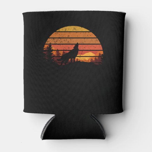 Rafraîchisseur Pour Canette Wolf vintage Sunset Retro Wolf (Devant)