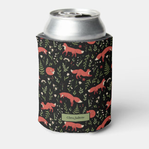 Rafraîchisseur Pour Canette Woodland Fox Botanical Motif Nom personnalisé
