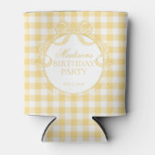 Rafraîchisseur Pour Canette Yellow Gingham Coquette Bow Birthday Party Favor (Devant)