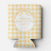 Rafraîchisseur Pour Canette Yellow Gingham Coquette Bow Birthday Party Favor (Dos)
