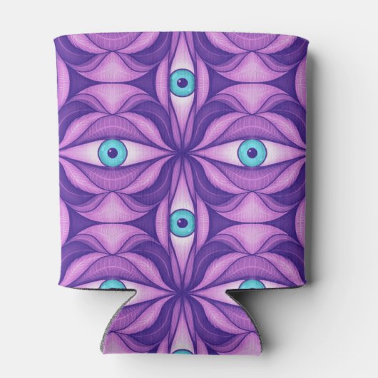 Rafraîchisseur Pour Canette Yeux Bleus Quirky Dans Motif Mystique Violet (Dos)