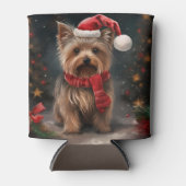 Rafraîchisseur Pour Canette Yorkshire Terrier Dog dans la neige Noël (Devant)