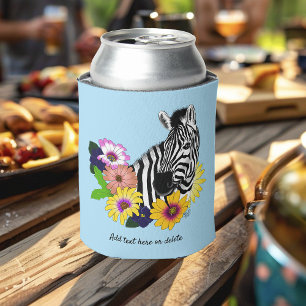 Rafraîchisseur Pour Canette Zèbre Bleu Coloré Daisy Floral Faune